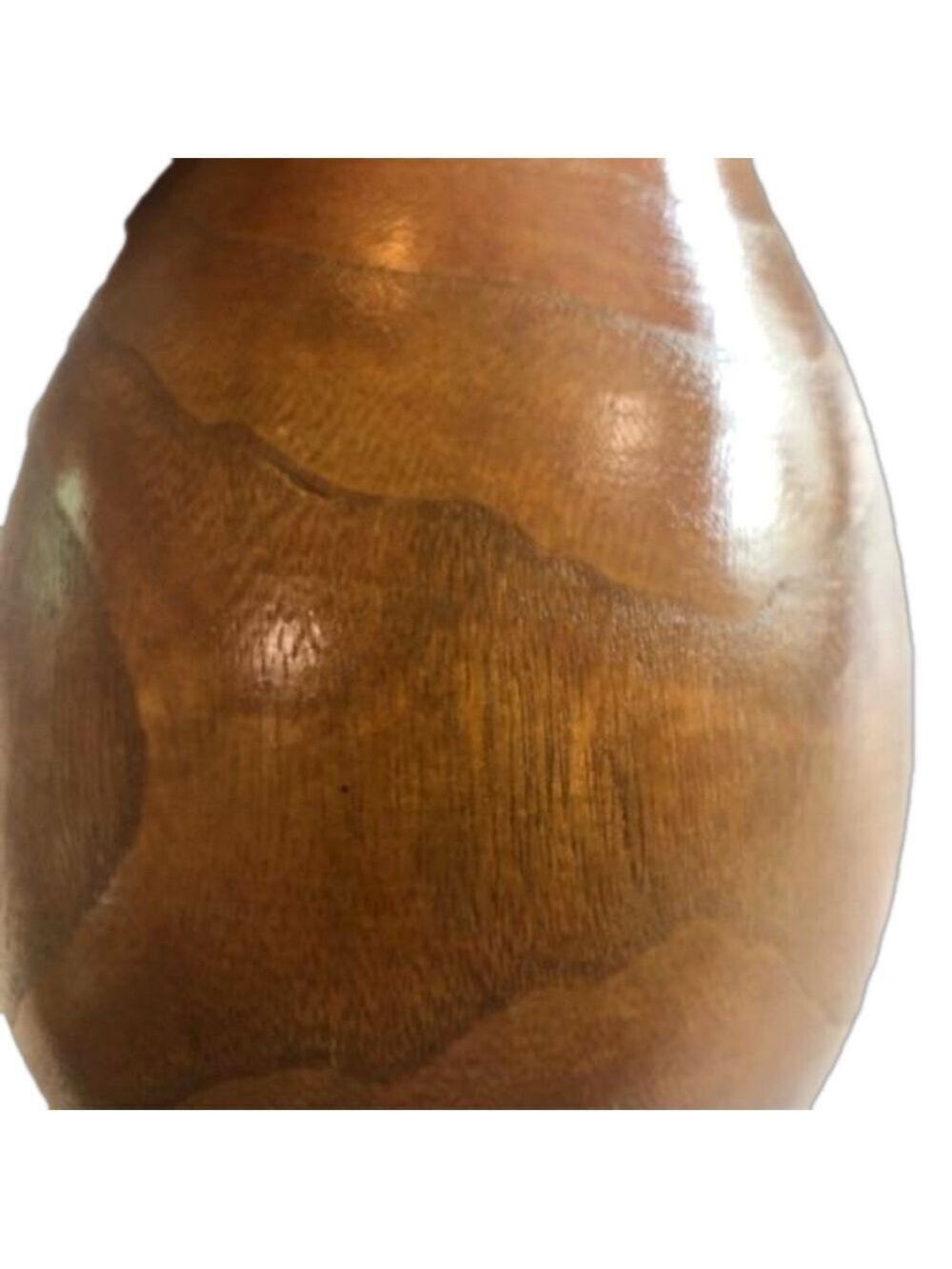 Turned wood vase. Wood grain natural warm brown vintage MCM minimalist rustic - Picture 6 of 10